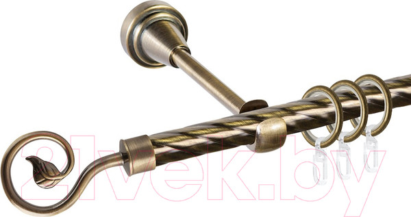 Изображение товара Карниз для штор АС ФОРОС Grace D16K составной + наконечники Завиток одинарный (3.2м, антик)