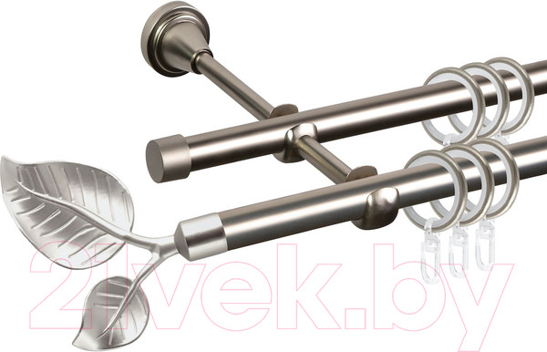 Изображение товара Карниз для штор АС ФОРОС Grace D16Г/16Г составной + наконечники Лист большой (2.8м, сатин)