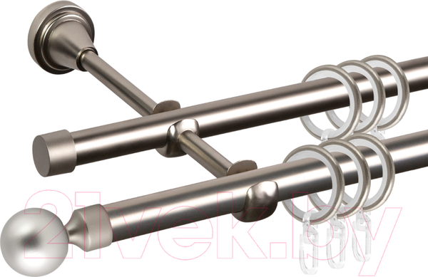 Изображение товара Карниз для штор АС ФОРОС Grace D16Г/16Г составной + заглушка Шар малый (3.2м, сатин)