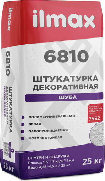 Изображение товара Штукатурка декоративная ilmax Фактура "шуба" 6810 (25кг, белый)