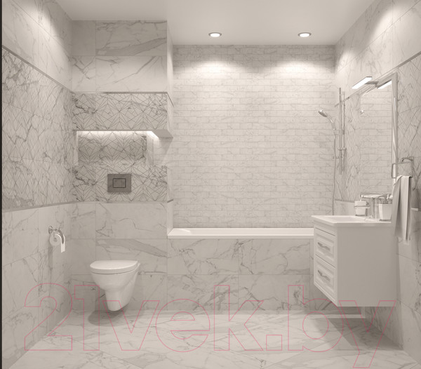 Изображение товара Плитка Kerranova Marble Trend Carrara K-1000/MR (300x600)