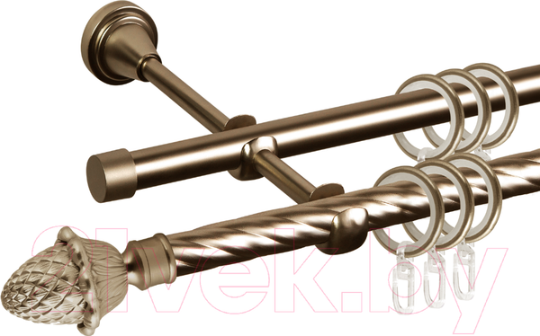 Изображение товара Карниз для штор АС ФОРОС Grace D16K/16Г составной + наконечники Магнолия (2.8м, антик)