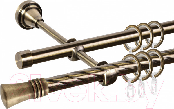 Изображение товара Карниз для штор АС ФОРОС Grace D16K/16Г составной + наконечники Арига (3.2м, антик)