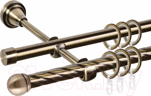 Изображение товара Карниз для штор АС ФОРОС Grace D16K/16Г составной + наконечники Сфера (3.2м, антик)
