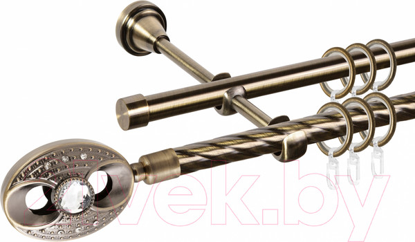 Изображение товара Карниз для штор АС ФОРОС Grace D16K/16Г составной + наконечники Игнацио (2.8м, антик)