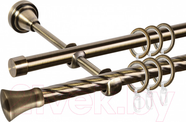 Изображение товара Карниз для штор АС ФОРОС Grace D16K/16Г составной + наконечники Монако (3.2м, антик)