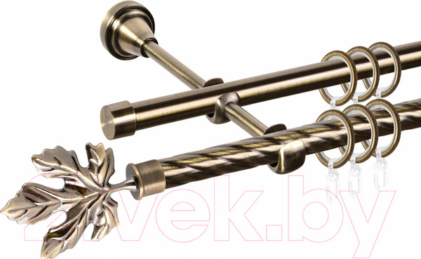 Изображение товара Карниз для штор АС ФОРОС Grace D16K/16Г составной + наконечники Клен (3.2м, антик)