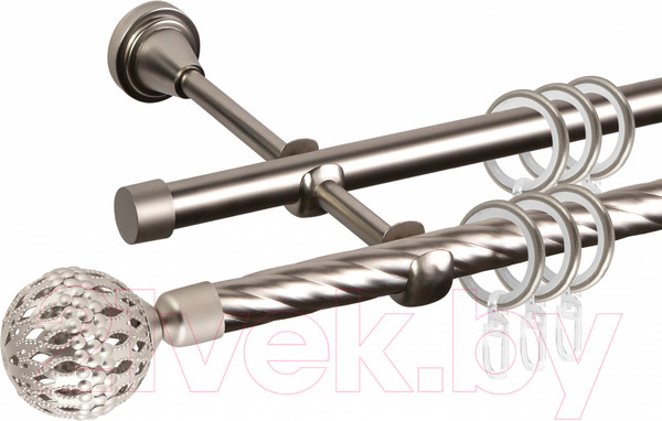 Изображение товара Карниз для штор АС ФОРОС Grace D16K/16Г составной + наконечники Гуидо (2.8м, сатин)