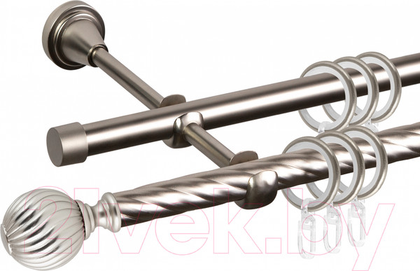 Изображение товара Карниз для штор АС ФОРОС Grace D16K/16Г составной + наконечники Орион (2.8м, сатин)