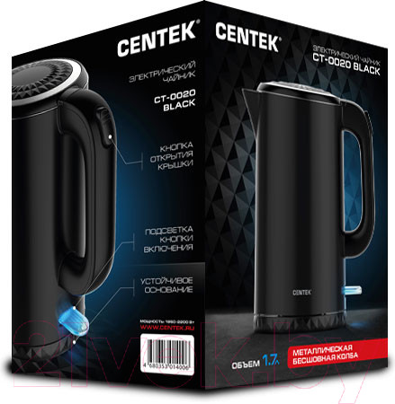 Изображение товара Электрочайник Centek CT-0020 (черный)