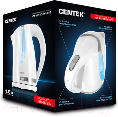 Изображение товара Электрочайник Centek CT-0040 (белый)