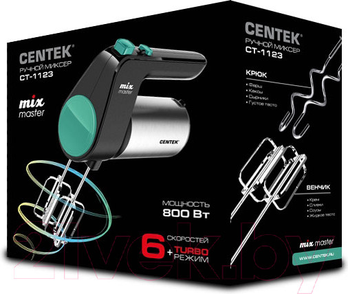 Изображение товара Миксер ручной Centek CT-1123 (черный/сталь)