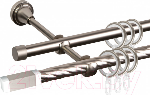 Изображение товара Карниз для штор АС ФОРОС Grace D16K/16Г составной + наконечники Квадро хром (3.2м, сатин)
