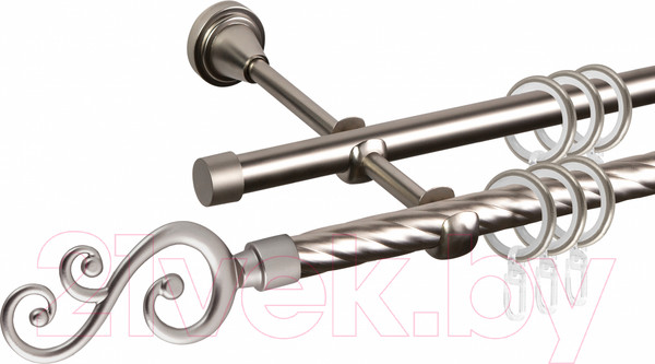 Изображение товара Карниз для штор АС ФОРОС Grace D16K/16Г составной + наконечники Лоза (3.2м, сатин)