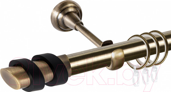 Изображение товара Карниз для штор АС ФОРОС Grace D25Г составной + наконечники Вена черный (2.8м, антик)