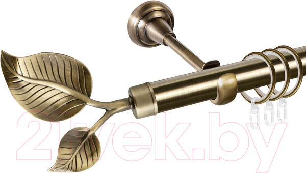 Изображение товара Карниз для штор АС ФОРОС Grace D25Г составной + наконечники Лист большой (2.8м, антик)