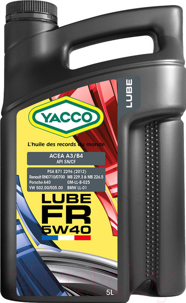Изображение товара Моторное масло Yacco Lube FR 5W40 (5л)