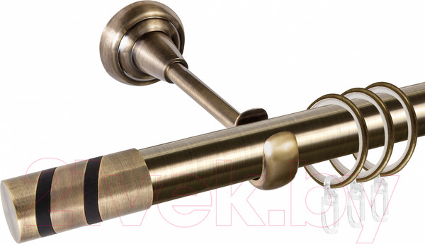 Изображение товара Карниз для штор АС ФОРОС Grace D25Г составной + наконечники Изольда черный (3.2м, антик)