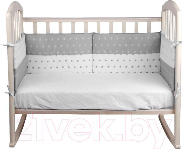 Изображение товара Бортик в кроватку Alis День и ночь со съемными чехлами (бязь, серый)