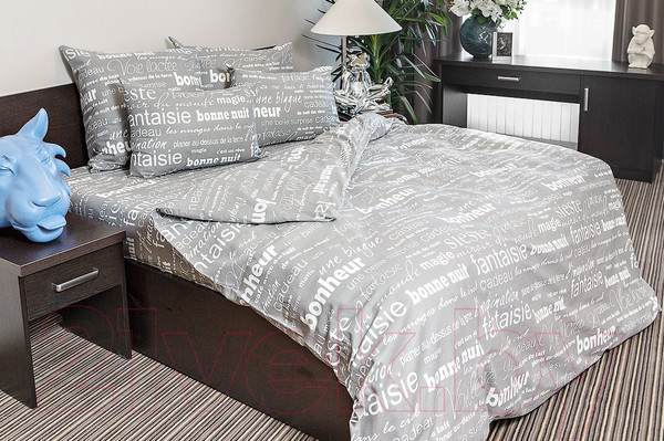 Изображение товара Комплект постельного белья Ночь нежна Письма Стандарт Семейный 50x70 / 7420-1