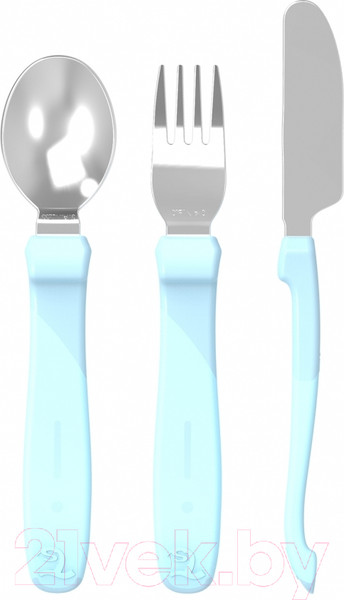 Изображение товара Набор столовых приборов Twistshake Learn Cutlery Stainless Steel 78210 (синий)