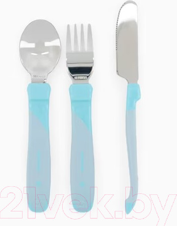Изображение товара Набор столовых приборов Twistshake Learn Cutlery Stainless Steel 78210 (синий)