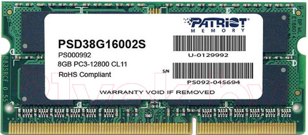 Изображение товара Оперативная память DDR3 Patriot PSD38G16002S