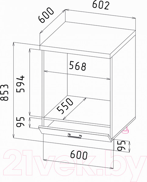 Изображение товара Шкаф под духовку Интерлиния Мила НШ60д (дуб венге)