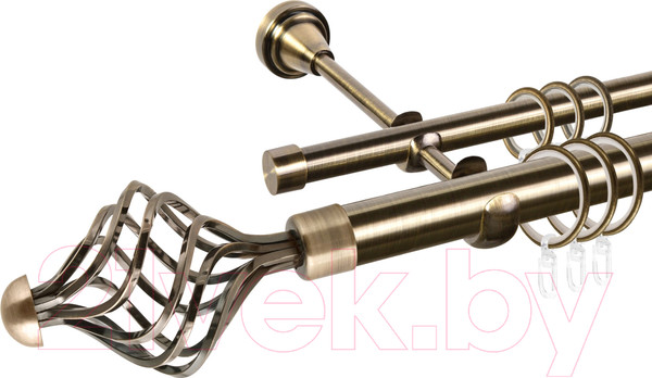 Изображение товара Карниз для штор АС ФОРОС Grace D25Г/16Г составной + наконечники Ажур 245 (2.8м, антик)