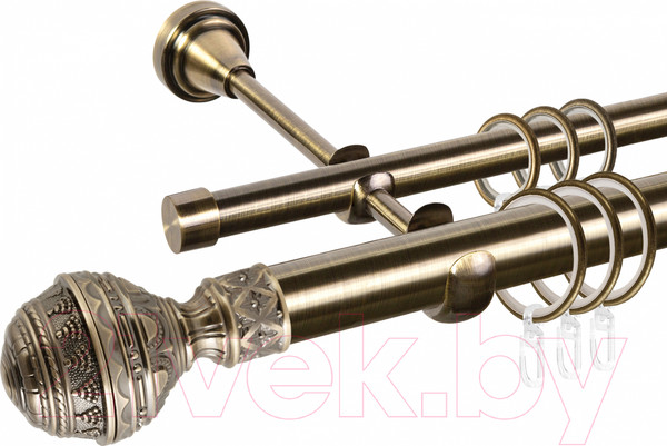 Изображение товара Карниз для штор АС ФОРОС Grace D25Г/16Г составной + наконечники Ампир (2.8м, антик)