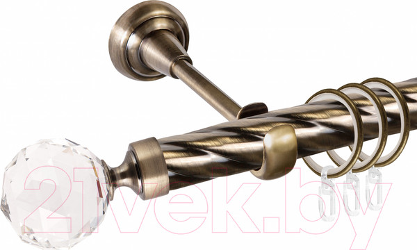 Изображение товара Карниз для штор АС ФОРОС Grace D25К составной + наконечники Кристалл (2.8м, антик)