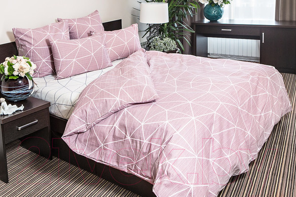 Изображение товара Комплект постельного белья Ночь нежна Грань Стандарт 2 сп. 70x70 / 7352-1+7353-1 (брусничный)