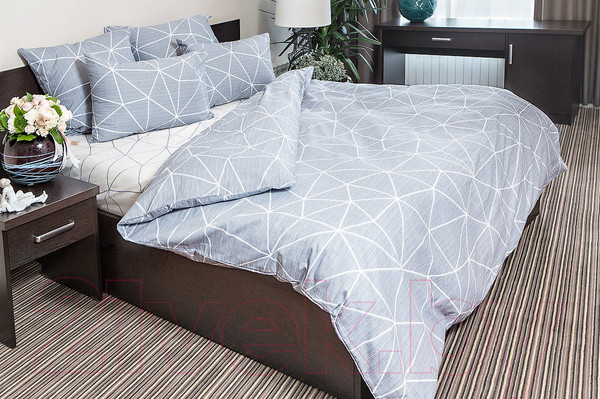 Изображение товара Комплект постельного белья Ночь нежна Грань Стандарт 2 сп. Евро 70x70 / 7352-2+7353-1 (серый)