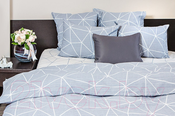 Изображение товара Комплект постельного белья Ночь нежна Грань Стандарт 2 сп. Евро 70x70 / 7352-2+7353-1 (серый)