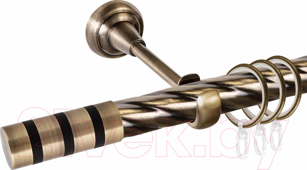 Изображение товара Карниз для штор АС ФОРОС Grace D25К составной + наконечники Тристан черный (3.2м, антик)