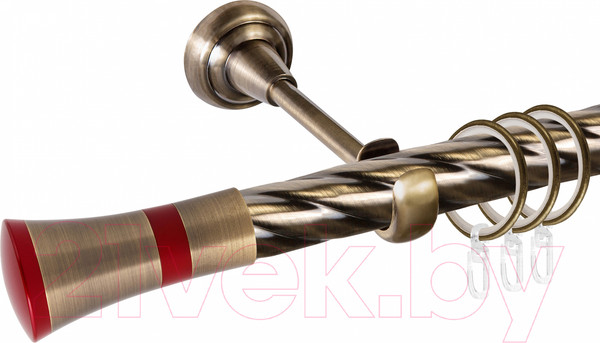 Изображение товара Карниз для штор АС ФОРОС Grace D25К составной + наконечники Люксор красный (3.2м, антик)