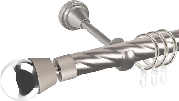 Изображение товара Карниз для штор АС ФОРОС Grace D25К составной + наконечники Жемчужина хром (2.8м, сатин)