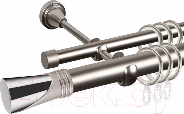 Изображение товара Карниз для штор АС ФОРОС Grace D25Г/16Г + наконечники Вега хром (1.4м, сатин)