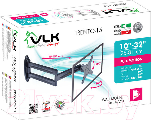 Изображение товара Кронштейн для телевизора VLK Trento-15 (черный)