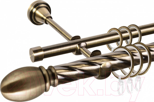 Изображение товара Карниз для штор АС ФОРОС Grace D25К/16Г составной + наконечники Белуно (2.8м, антик)