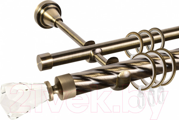 Изображение товара Карниз для штор АС ФОРОС Grace D25К/16Г составной + наконечники Монако (2.8м, антик)