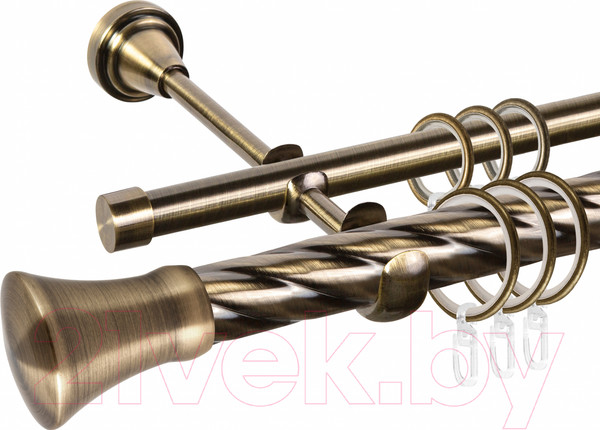 Изображение товара Карниз для штор АС ФОРОС Grace D25К/16Г составной + наконечники Монако (3.2м, антик)