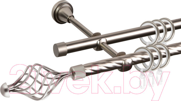 Изображение товара Карниз для штор АС ФОРОС Grace D25К/16Г составной + наконечники Ажур 245 (2.8м, сатин)