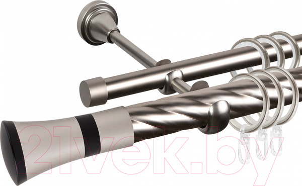 Изображение товара Карниз для штор АС ФОРОС Grace D25К/16Г составной + наконечники Люксор черный (2.8м, сатин)