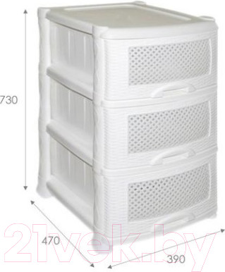 Изображение товара Комод пластиковый Violet Плетенка / 035306 (белый)