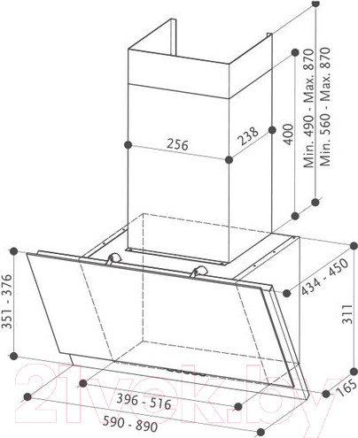 Изображение товара Вытяжка наклонная Faber Grexia Gres DG/BK A90 (330.0543.465)
