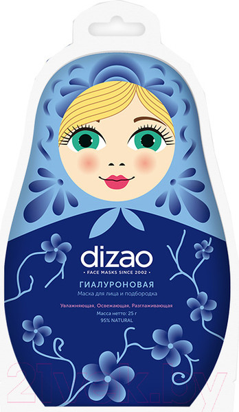 Изображение товара Маска для лица тканевая Dizao Гиалуроновая увлажняющая освежающая разглаживающая