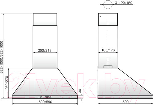Изображение товара Вытяжка купольная Elikor Вента 50П-430-К3Д (черный)