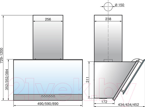 Изображение товара Вытяжка наклонная Elikor Рубин S4 60П-700-Э4Д (антрацит/черный)