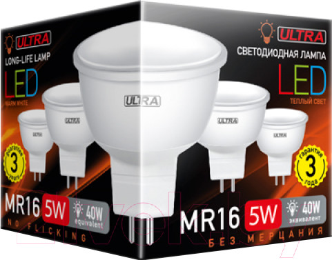 Изображение товара Лампа Ultra LED-MR16-5W-3000K